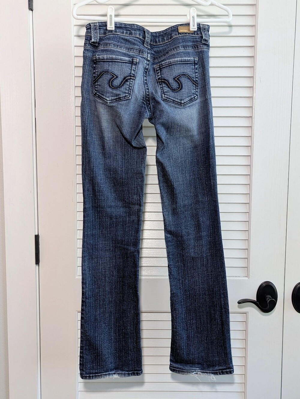 Refuge Size 3 Y2K Low Rise Bootcut Jeans Dark Wash Embroidered Pockets